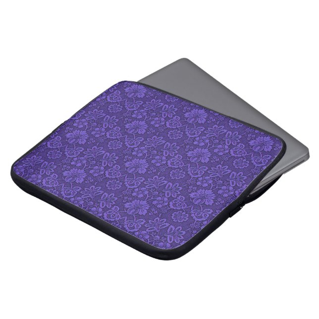 Housse Pour Ordinateur Portable Décor fleuri violet (Devant haut)