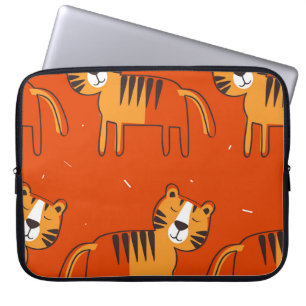 Housse Pour Ordinateur Portable Décor Tigre Coloré Dessiné À La Main