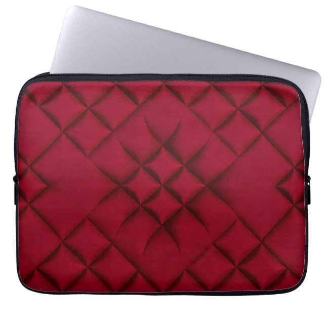 Housse Pour Ordinateur Portable Deep Red Quilted Leather Pattern (Devant)