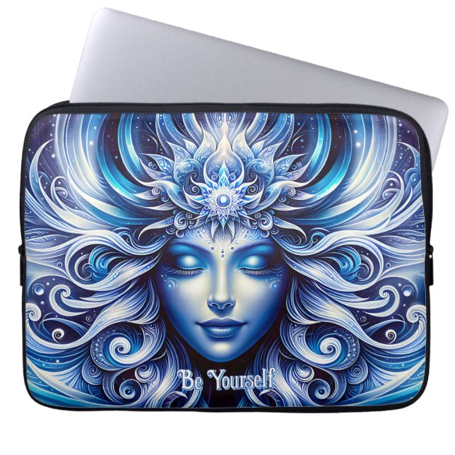 Housse Pour Ordinateur Portable Déesse Céleste Tête Bleue Janvier - (Devant)