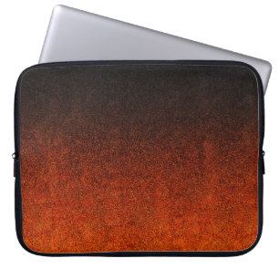 Housse Pour Ordinateur Portable Dégradé de Parties scintillant noire et orange tom