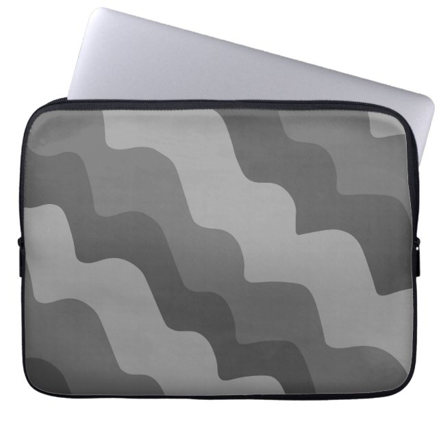 Housse Pour Ordinateur Portable Dégradé des vagues ondulées gris (Devant)