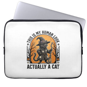 Housse Pour Ordinateur Portable Déguisement de chat Halloween drôle vintage sorciè