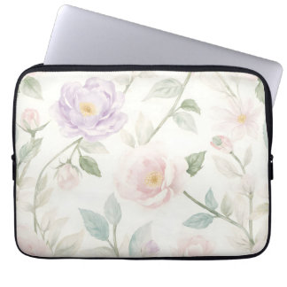 Housse Pour Ordinateur Portable Délicat Pastel Floral avec Rose et Dais