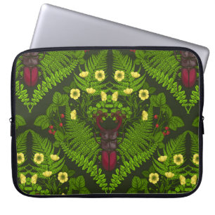 Housse Pour Ordinateur Portable Dendroctones et fougères, feuilles verts