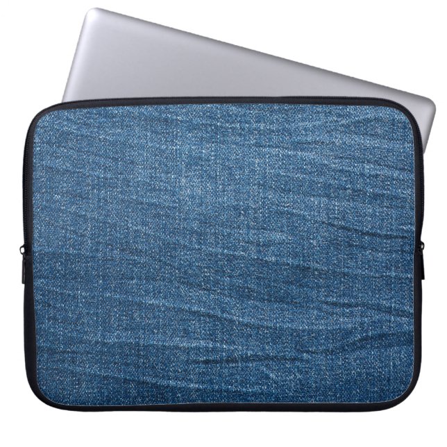 Housse Pour Ordinateur Portable Dénim bleu Texture : Jeans classiques. (Devant)