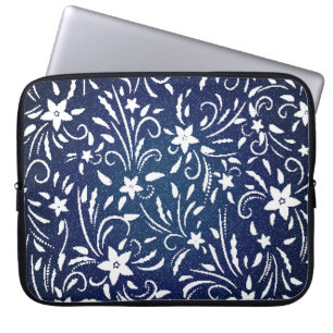 Housse Pour Ordinateur Portable Denim Blooms : Floral Pattern Arrière - plan