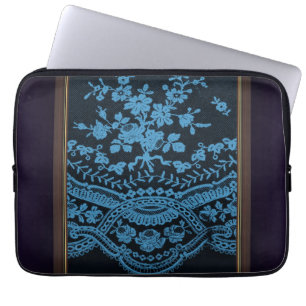 Housse Pour Ordinateur Portable Dentelle bleue Grunge