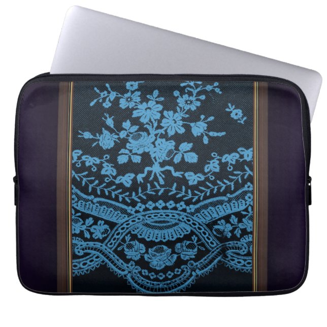 Housse Pour Ordinateur Portable Dentelle bleue Grunge (Devant)