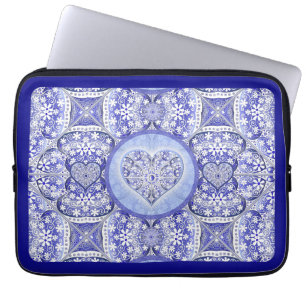 Housse Pour Ordinateur Portable Dentelle en céramique Bleu de Grèce