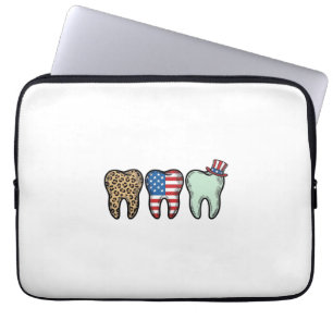 Housse Pour Ordinateur Portable Dentiste Patriotique Dent Vintage Léopard Chemise