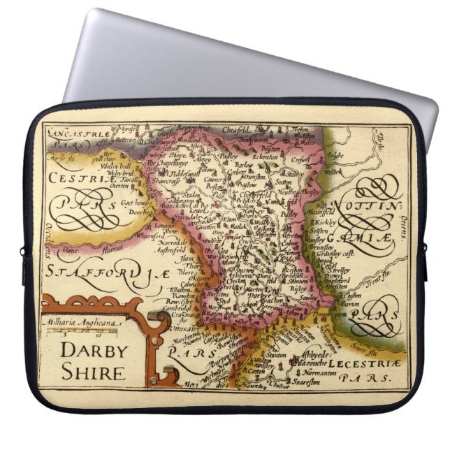 Housse Pour Ordinateur Portable Derbyshire (Darbyshire) Comté Angleterre Carte ant (Devant)