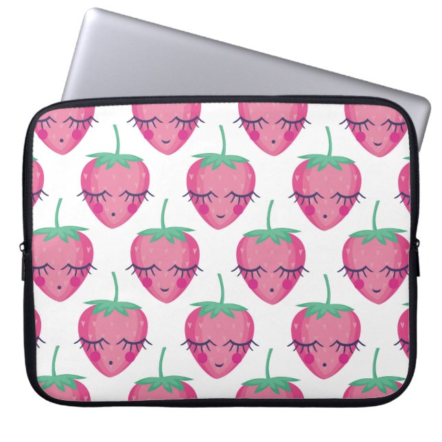 Housse Pour Ordinateur Portable Des fraises endormies, mignonnes motifs. (Devant)
