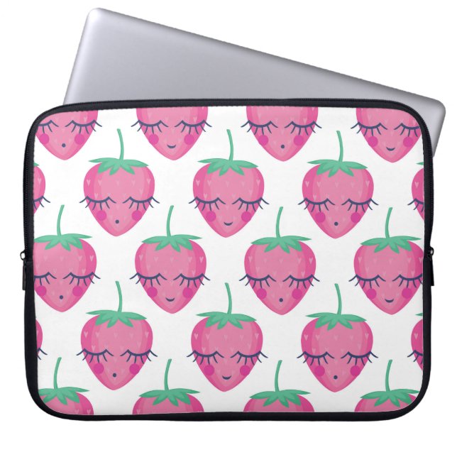 Housse Pour Ordinateur Portable Des fraises endormies, mignonnes motifs. (Devant)