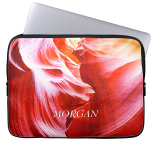 Housse Pour Ordinateur Portable Desert Slot Canyon ou votre photo, Nom Blanc, Vs 2