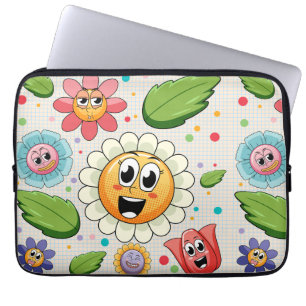 Housse Pour Ordinateur Portable Design arrière - plan transparent avec fleurs colo