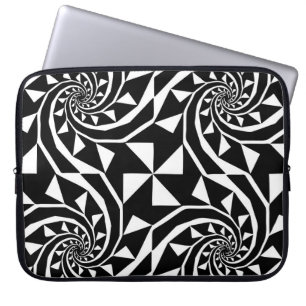 Housse Pour Ordinateur Portable Design de bord noir et blanc, art ornemental, mais