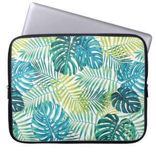 Housse Pour Ordinateur Portable Design de feuilles tropicales avec palme vert/bleu