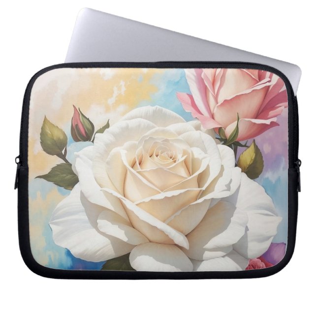 Housse Pour Ordinateur Portable Design de peinture Rose Bouquet (Devant)