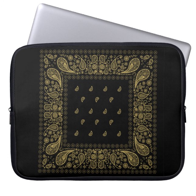 Housse Pour Ordinateur Portable Design Gold et Black Paisley (Devant)
