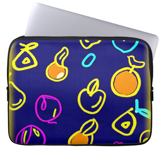 Housse Pour Ordinateur Portable Design Motif dynamique de fruits néons (Devant)