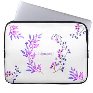 Housse Pour Ordinateur Portable Design original de fleurs et branches violettes