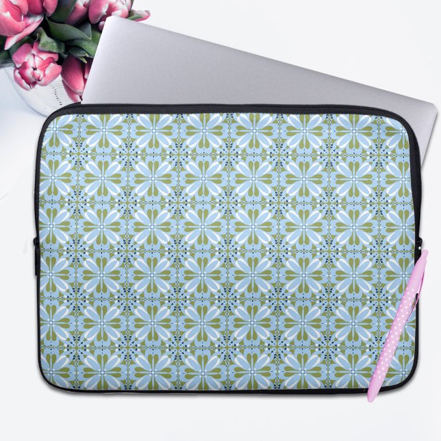 Housse Pour Ordinateur Portable Design scandinave moderne bleu vert olive (Créateur téléchargé)