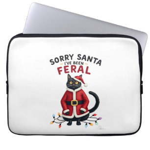 Housse Pour Ordinateur Portable Désolé Santa j'ai été Férocement Chat Noir Noël Fu