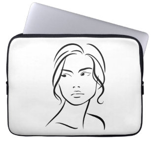Housse Pour Ordinateur Portable Dessin à visage féminin d'une ligne 4