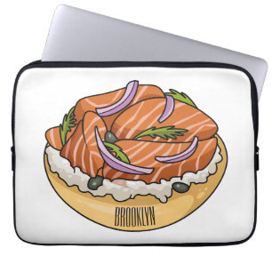 Housse Pour Ordinateur Portable dessin animé de bagel saumon