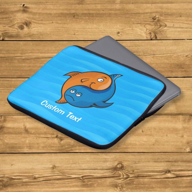 Housse Pour Ordinateur Portable Dessin animé de poissons Yin Yang (Créateur téléchargé)