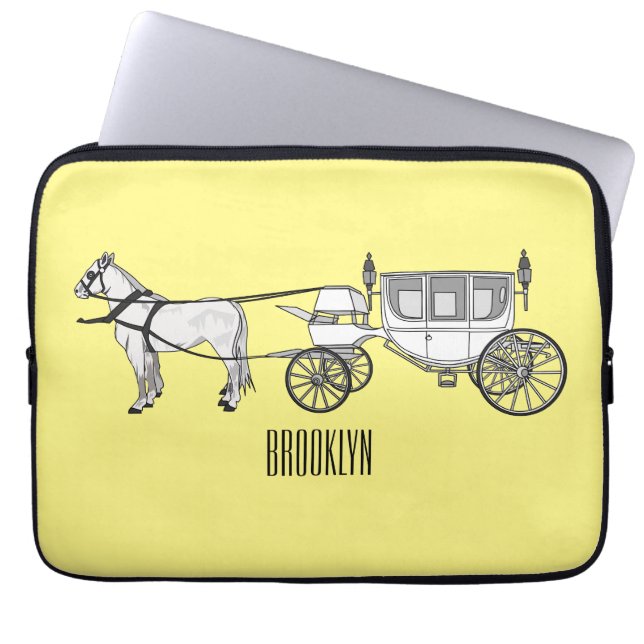 Housse Pour Ordinateur Portable dessin animé mariage cheval & calèche (Devant)