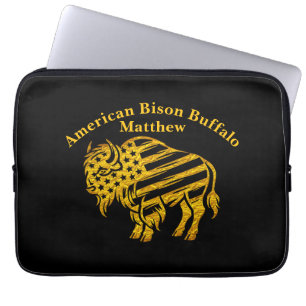 Housse Pour Ordinateur Portable Dessin de bison doré patriotique