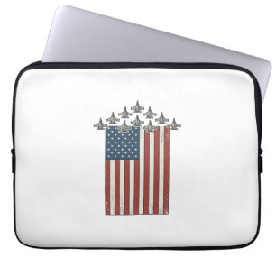 Housse Pour Ordinateur Portable Dessin de gravure vintage de drapeau d'avion de co