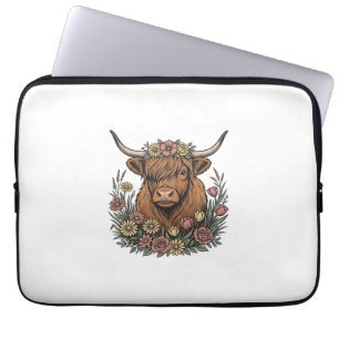 Housse Pour Ordinateur Portable Dessin de gravure vintage de vache des Highlands f
