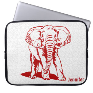 Housse Pour Ordinateur Portable Dessin de ligne rouge foncé monogramme
