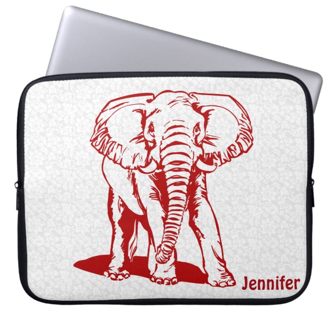 Housse Pour Ordinateur Portable Dessin de ligne rouge foncé monogramme (Devant)