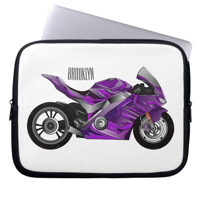 Housse Pour Ordinateur Portable Dessin de moto de sport violet (Devant)
