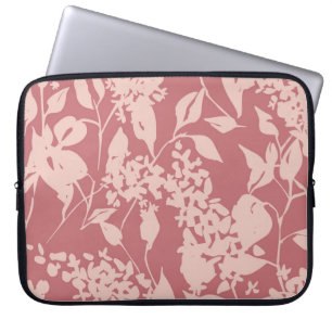 Housse Pour Ordinateur Portable Dessin floral clair. Silhouettes de lila florissan