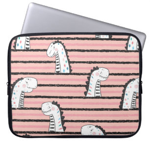 Housse Pour Ordinateur Portable Dessin mignon Dinosaures vintage motif sans joint.