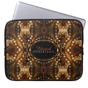 Housse Pour Ordinateur Portable Dessin personnalisé eARTh Batik de nom tribal