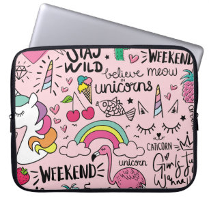 Housse Pour Ordinateur Portable Dessins mignons sur motif extensible rose