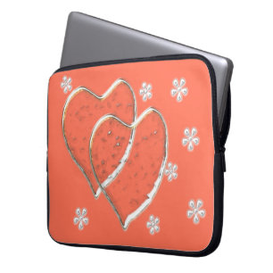 Housse Pour Ordinateur Portable deux coeurs transparents, mariage romantique
