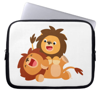 Housse Pour Ordinateur Portable Deux jolies caricatures Lions Coque d'ordinateur p