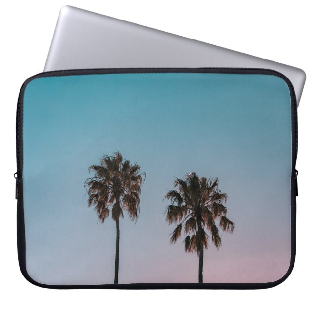 HOUSSE POUR ORDINATEUR PORTABLE DEUX PALMIERS VERTS (Devant)