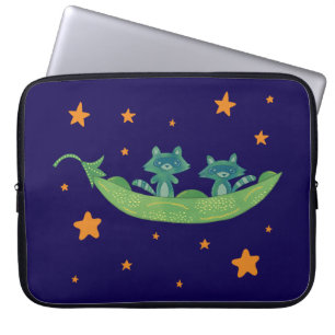 Housse Pour Ordinateur Portable Deux ratons laveurs dans une cosse de pois Art f