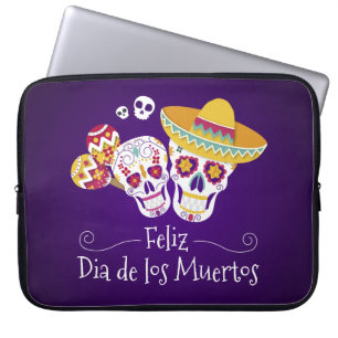 Housse Pour Ordinateur Portable Dia de los Muertos coloré   Pochette Ordinateur Po