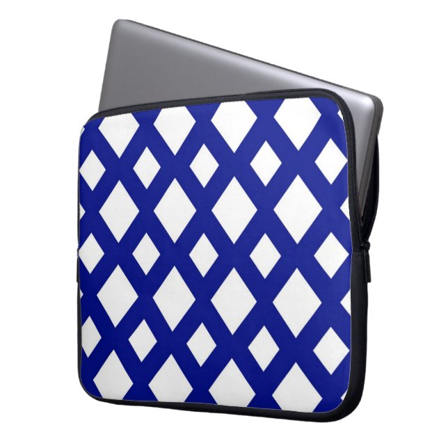 Housse Pour Ordinateur Portable Diamants blancs sur marine (devant gauche)