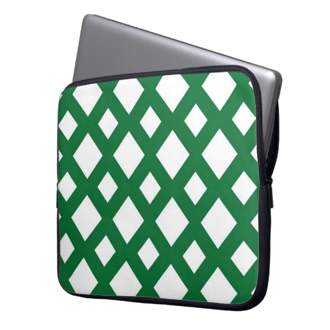 Housse Pour Ordinateur Portable Diamants blancs sur vert (devant gauche)