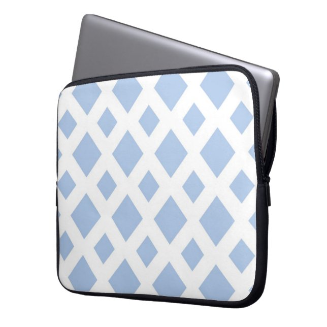 Housse Pour Ordinateur Portable Diamants bleu clair sur blanc (devant gauche)